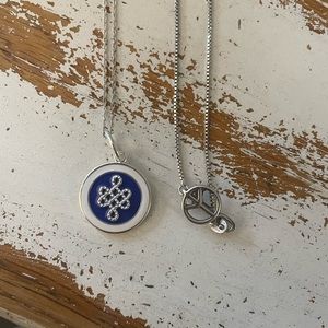 Lola and Company sterling silver small mother and daughter pendant with chains.